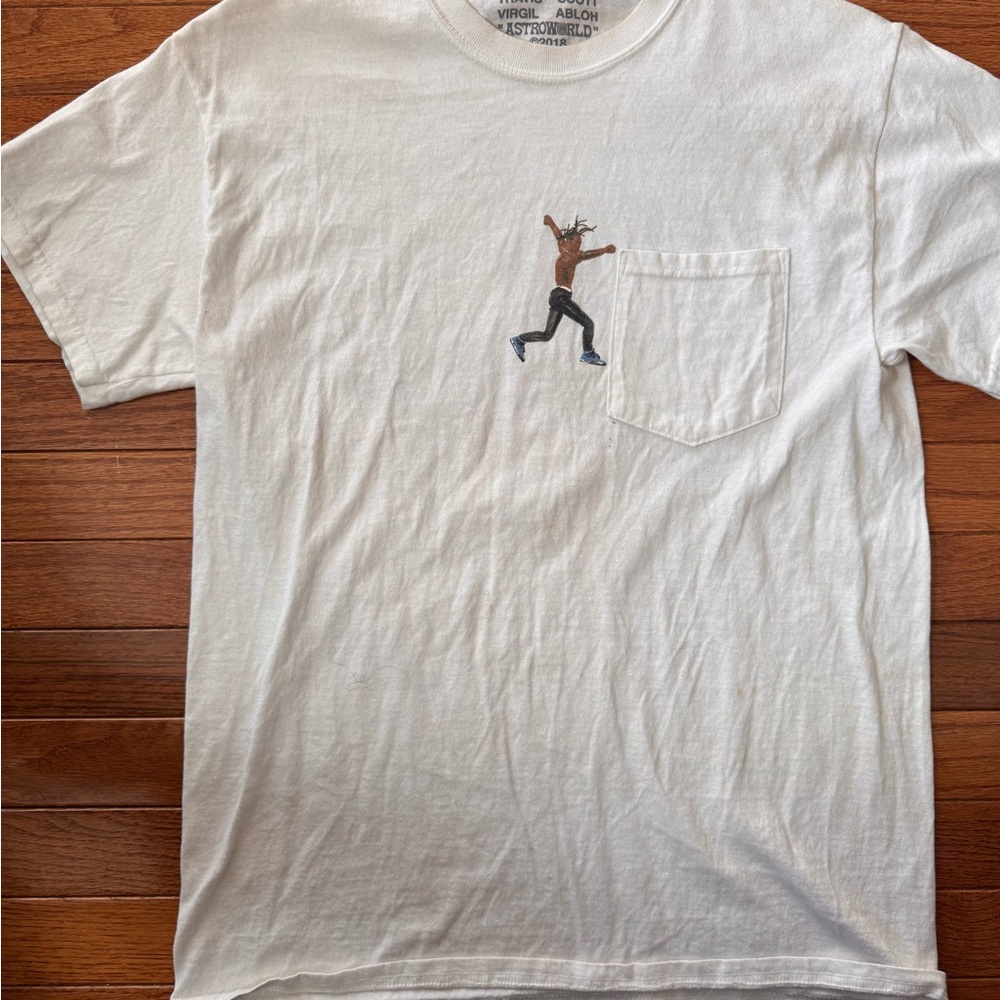 Travis Scott White Short Sleeve Tee with Graphic Design - Picture 3 of 3